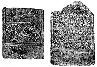 Fig. 189.&mdash;Steles from the Acropolis of Mykenæ.