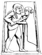 Fig. 195.&mdash;Archaic Relief from Sparta.