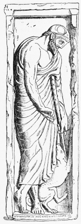 Fig. 197.&mdash;Stele by Alxenor, found in Orchomenos.
