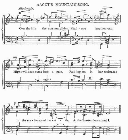 
 Sheet music of 'Aagot's mountain-song.'