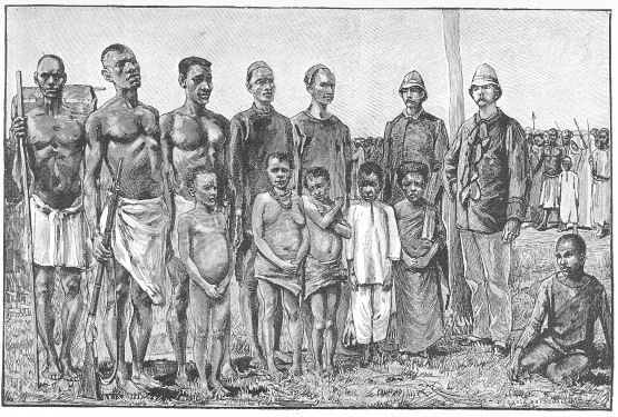 DWARFS AND SOUDANESE, WITH OFFICERS. DWARFS AND SOUDANESE, WITH OFFICERS.