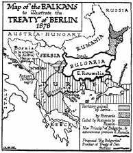 Map of the BALKANS to illustrate the TREATY of BERLIN
1878