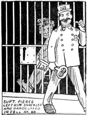 SUP'T. PIERCE LEFT HIM SHACKLED AND HANDCUFFED IN CELL
No. 60
