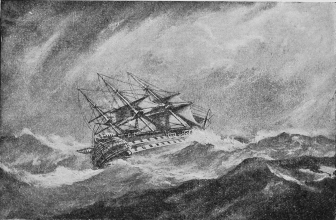 Fig. 26.&mdash;H.M.S. Agamemnon in a Storm.