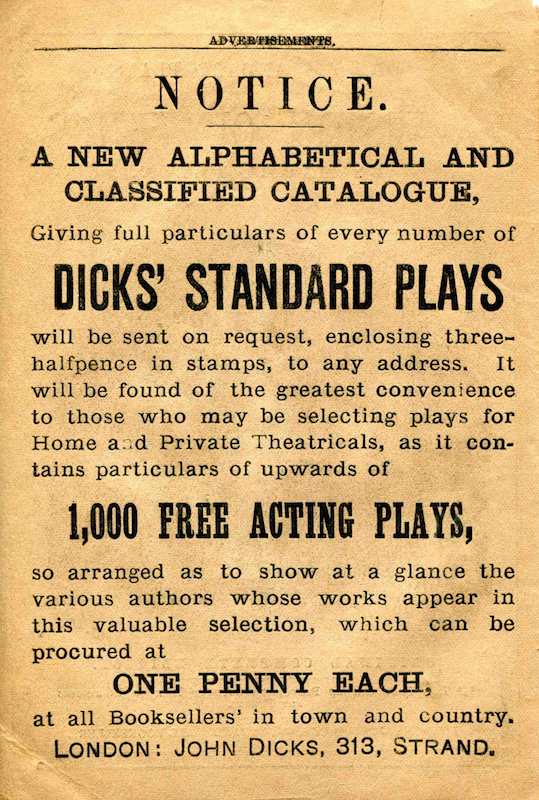Advertisement Advertisement for Dicks’ Standard Plays