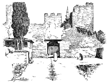 Gate of Rhegium, or Yedi Mevlevi Haneh.

The Gate of Rhegium&mdash;now known as Yedi Mevlevi Haneh, Kapoussi.