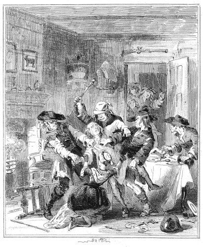 Burglars attempting to roast Mr. Porter.
P. 17.