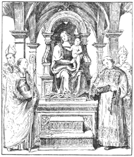 PERUGINO: MADONNA AND PATRON SAINTS OF PERUGIA PAINTED
FOR THE MAGISTRATES’ CHAPEL AT PERUGIA, NOW IN THE VATICAN AT ROME