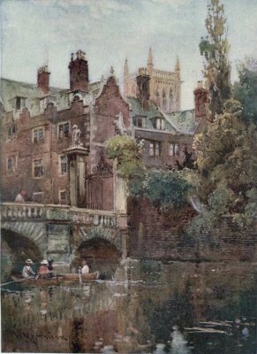 OLD GATEWAY AND BRIDGE

These buildings form part of St. John’s College, and look on to the
river. The Tower of the College Chapel is seen in the background.