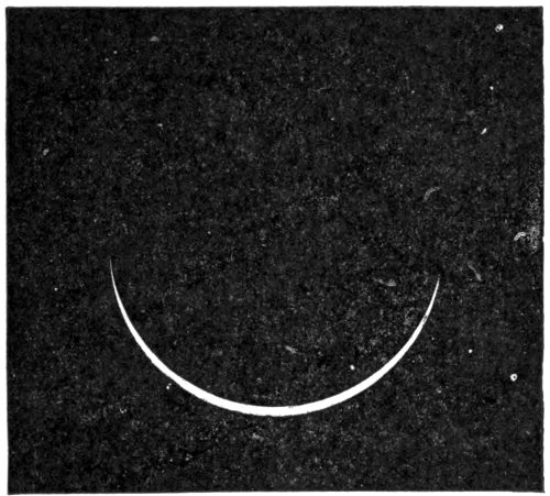 Fig. 10.&mdash;Venus near conjunction as a thin crescent, Sept. 21, 1887 (Flammarion).