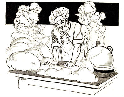  ...spread the huge
batch of dough upon the big table... 