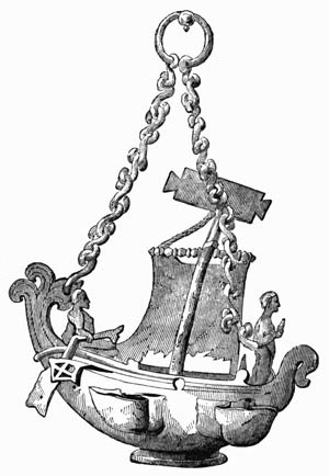 Illustration: Fig. 112.&mdash;Early Christian Symbolical Lamp.