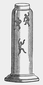 figures
floating in a tall container
