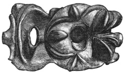 Fig. 130.—Bronze Armlet, locality unknown, but probably from Bunrannoch, Perthshire (4½ inches in diameter).