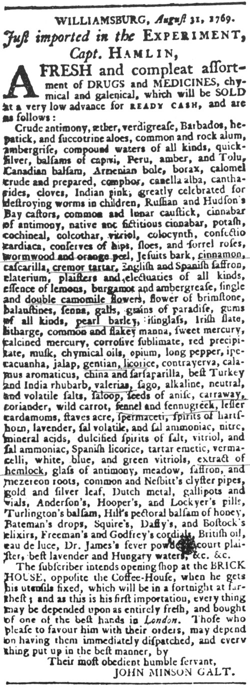 Apothecary&rsquo;s advertisement