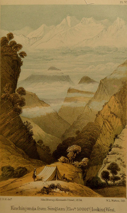View of
Kinchinjunga from Singtam, looking north-westward