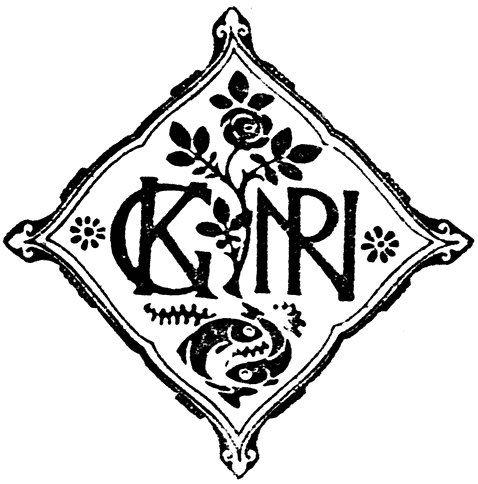 Uitgeverslogo met monogram KG en PN.