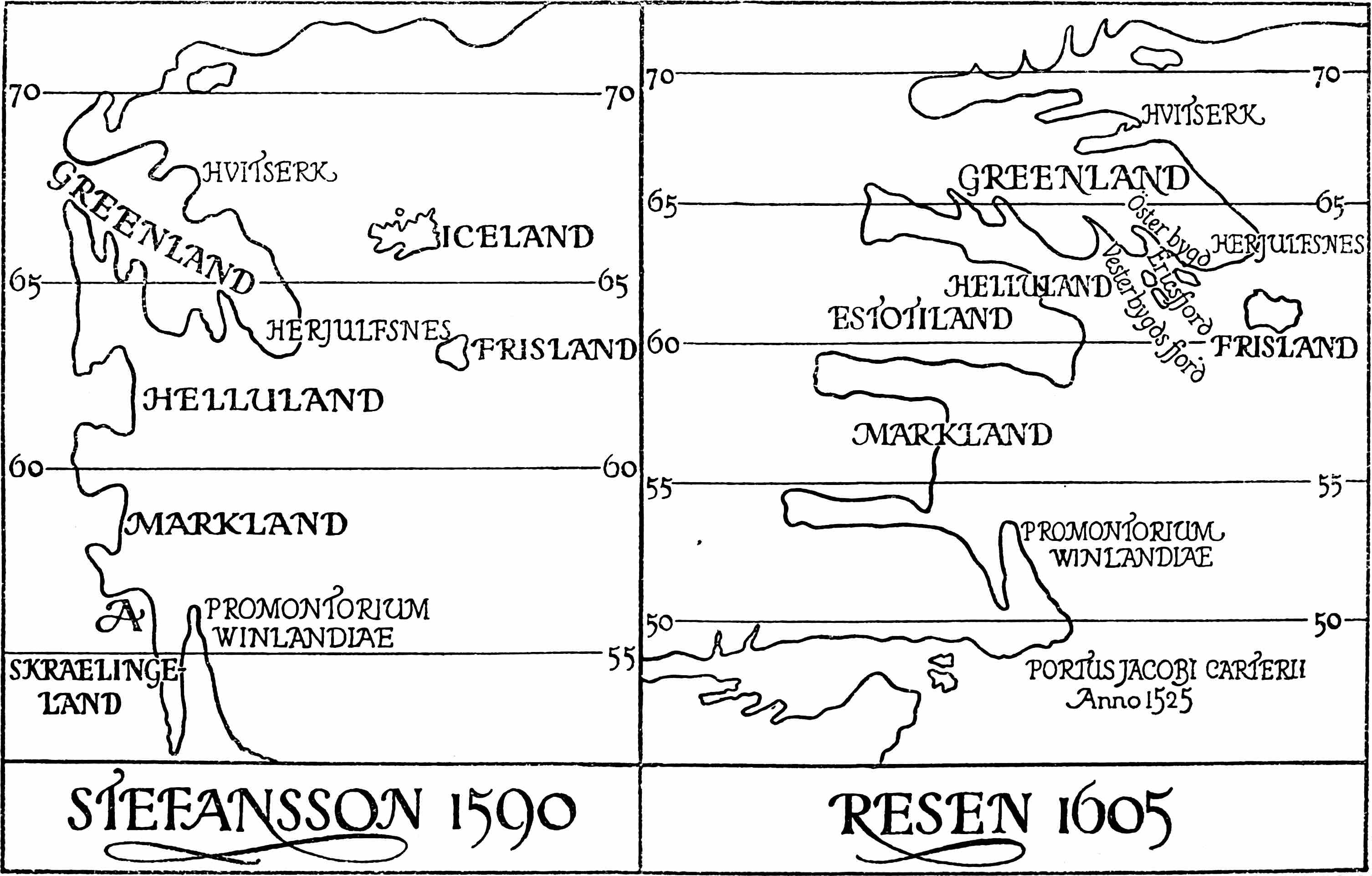 Maps: Stefansson 1590, Presen 1605