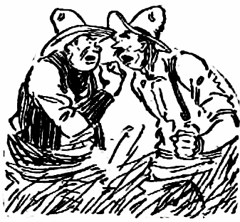 two fighting cowboys